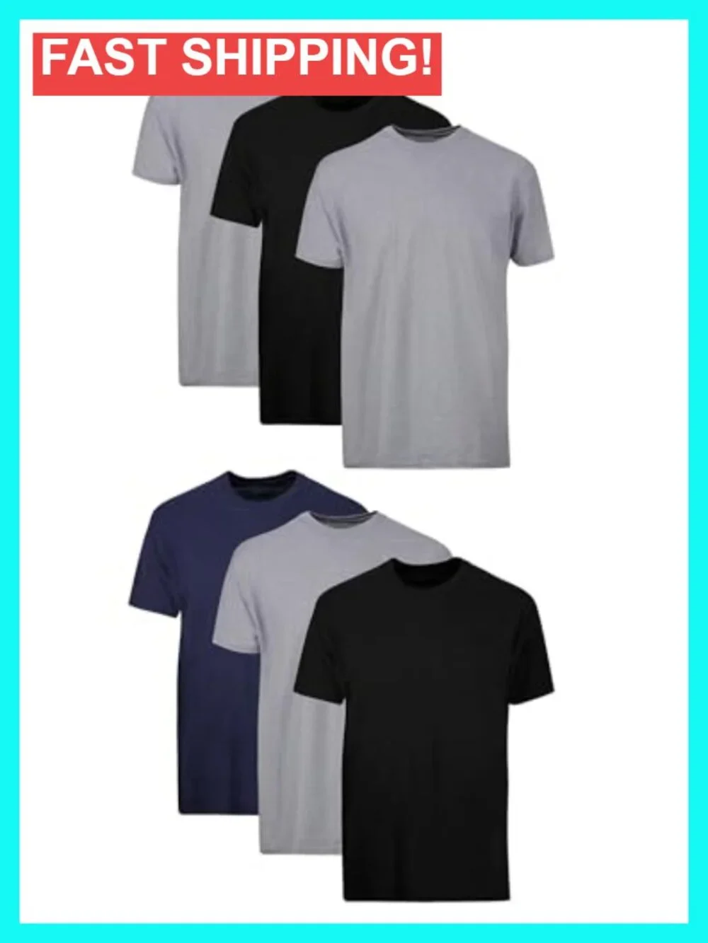 Men's Cotton Undershirt Multipack - 6 Pack, Crew Neck, Short Sleeve